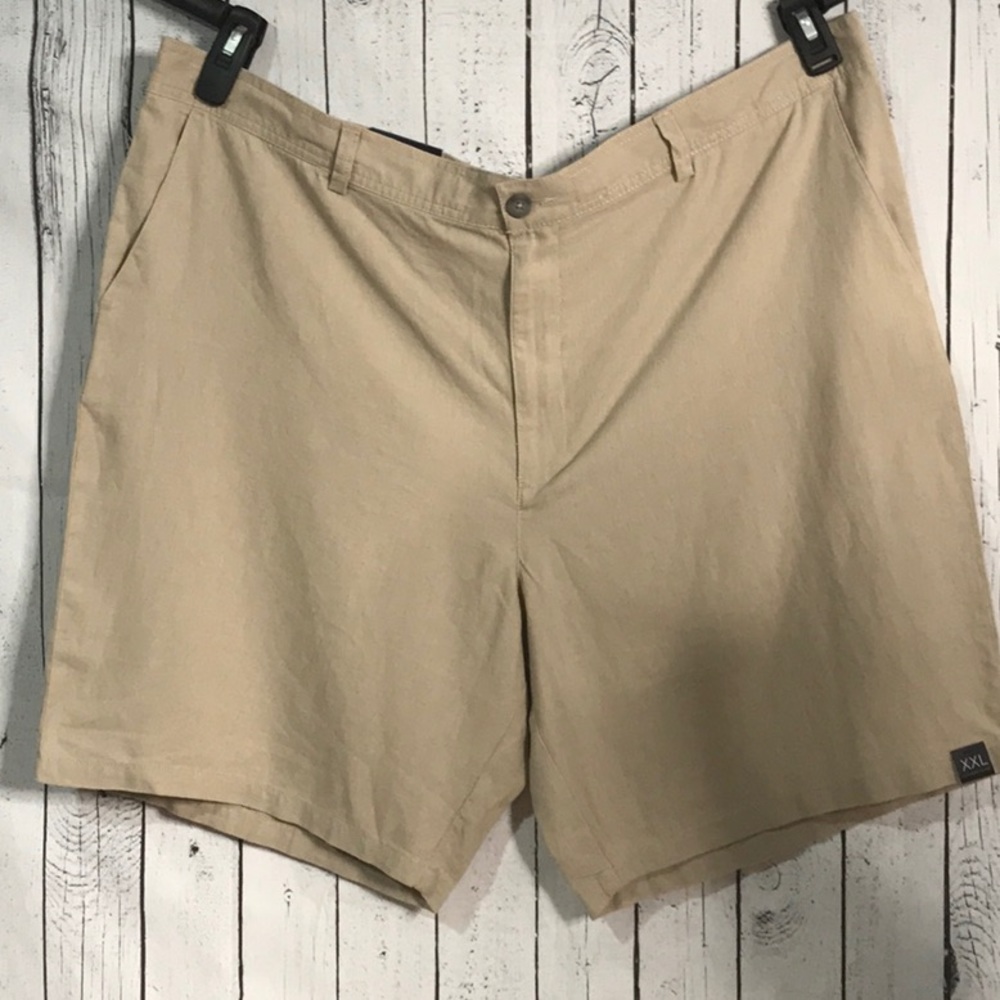 NWT Marc Anthony Luxury Elastic back linen blend Slim Fit Khaki Shorts XXL